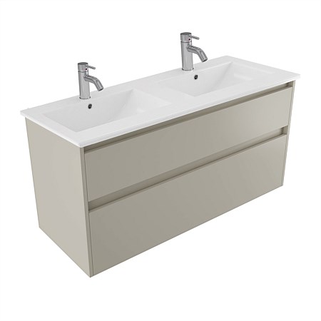 Elementi Sienna 1200mm 2 Drawer Polymarble Wall-Hung Vanity Dawn Grey