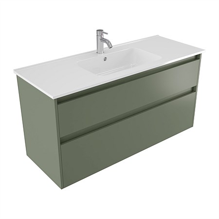Elementi Sienna 1200mm 2 Drawer Polymarble Wall-Hung Vanity Green Slate