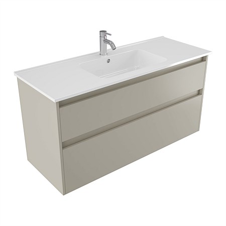 Elementi Sienna 1200mm 2 Drawer Polymarble Wall-Hung Vanity Dawn Grey