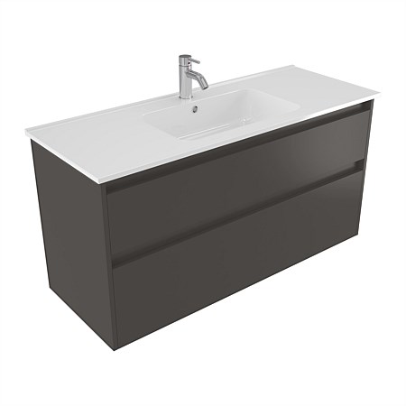 Elementi Sienna 1200mm 2 Drawer Polymarble Wall-Hung Vanity Bullet