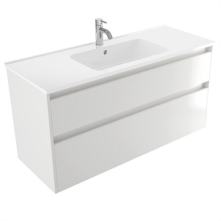 Elementi Sienna 1200mm 2 Drawer Polymarble Wall-Hung Vanity White Gloss