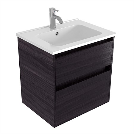 Elementi Sienna 600mm 2 Drawer Polymarble Wall-Hung Vanity Fiordland Elm Wilderness