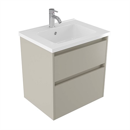 Elementi Sienna 600mm 2 Drawer Polymarble Wall-Hung Vanity Dawn Grey
