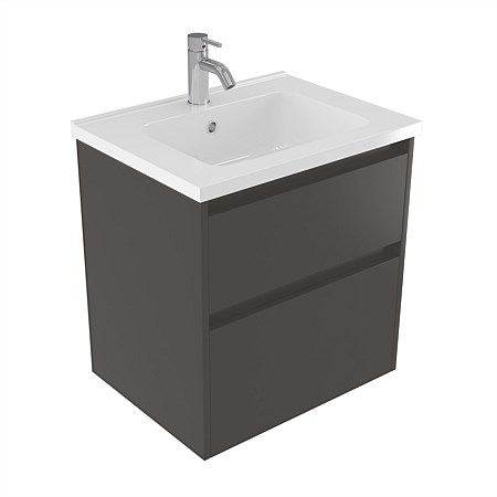 Elementi Sienna 600mm 2 Drawer Polymarble Wall-Hung Vanity Bullet