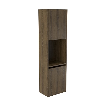 Elementi Sienna 1600mm Open Shelf Tall Cabinet Left Smokey Oak Timberland