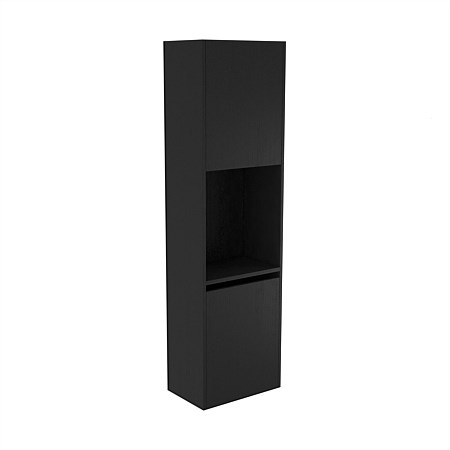 Elementi Sienna 1600mm Open Shelf Tall Cabinet Left Black Timberland