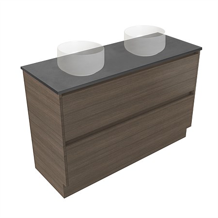 Elementi Sienna 1200mm Graphite Concrete Top Double 2 Drawer Vanity Charred Oak