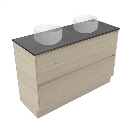 Elementi Sienna 1200mm Graphite Concrete Top Double 2 Drawer Vanity Seasoned Oak