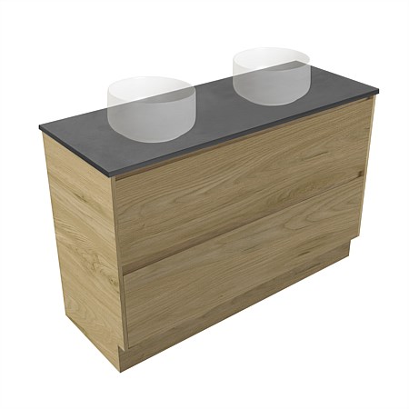 Elementi Sienna 1200mm Graphite Concrete Top Double 2 Drawer Vanity French Oak Velvet