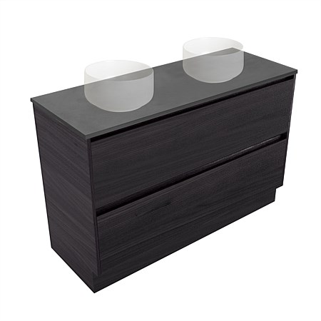 Elementi Sienna 1200mm Graphite Concrete Top Double 2 Drawer Vanity Fiordland Elm Wilderness