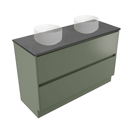 Elementi Sienna 1200mm Graphite Concrete Top Double 2 Drawer Vanity Green Slate