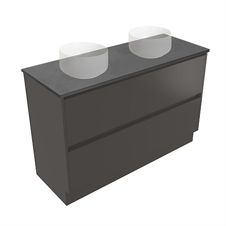Elementi Sienna 1200mm Graphite Concrete Top Double 2 Drawer Vanity Bullet