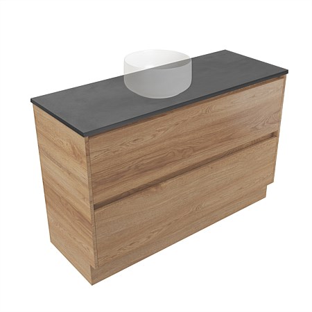 Elementi Sienna 1200mm Graphite Concrete Top 2 Drawer Vanity Southern Oak Timberland