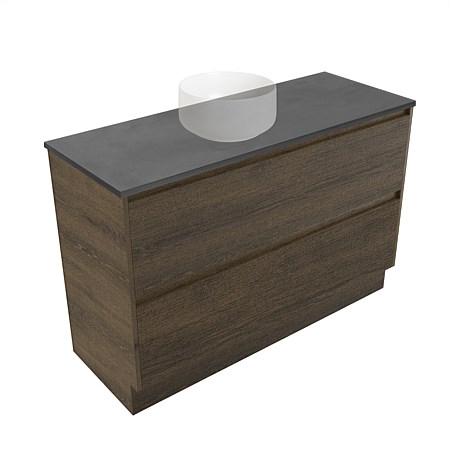 Elementi Sienna 1200mm Graphite Concrete Top 2 Drawer Vanity Smokey Oak Timberland