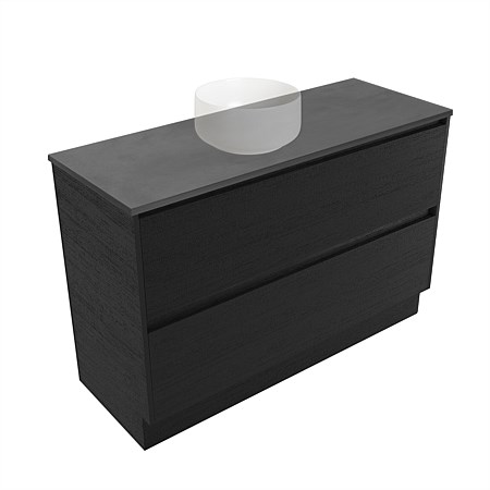 Elementi Sienna 1200mm Graphite Concrete Top 2 Drawer Vanity Black Timberland