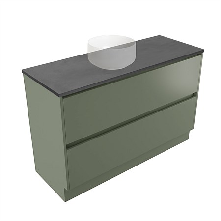 Elementi Sienna 1200mm Graphite Concrete Top 2 Drawer Vanity Green Slate