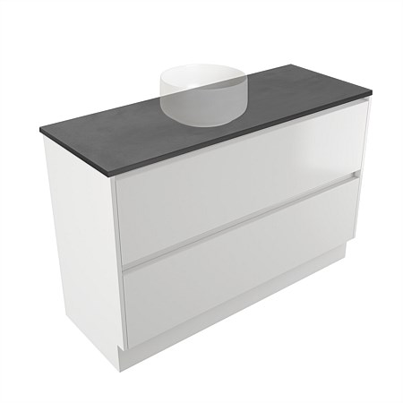 Elementi Sienna 1200mm Graphite Concrete Top 2 Drawer Vanity White Gloss