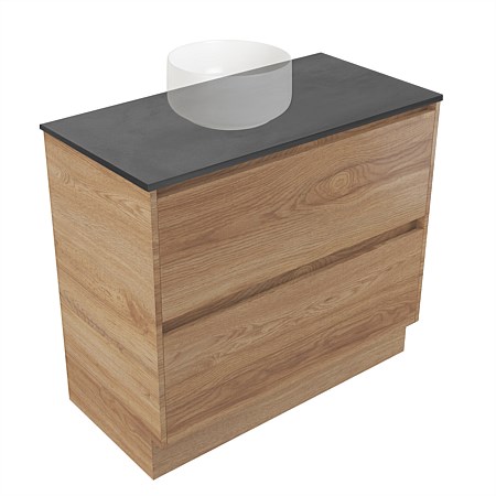 Elementi Sienna 900mm Graphite Concrete Top 2 Drawer Vanity Southern Oak Timberland