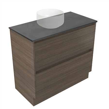 Elementi Sienna 900mm Graphite Concrete Top 2 Drawer Vanity Charred Oak