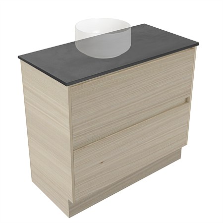 Elementi Sienna 900mm Graphite Concrete Top 2 Drawer Vanity Seasoned Oak