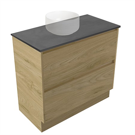Elementi Sienna 900mm Graphite Concrete Top 2 Drawer Vanity French Oak Velvet