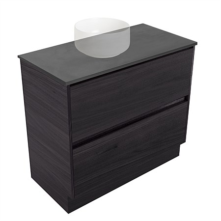 Elementi Sienna 900mm Graphite Concrete Top 2 Drawer Vanity Fiordland Elm Wilderness