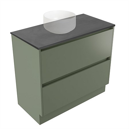 Elementi Sienna 900mm Graphite Concrete Top 2 Drawer Vanity Green Slate