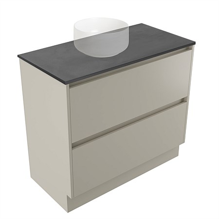 Elementi Sienna 900mm Graphite Concrete Top 2 Drawer Vanity Dawn Grey