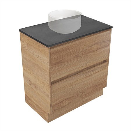 Elementi Sienna 750mm Graphite Concrete Top 2 Drawer Vanity Southern Oak Timberland