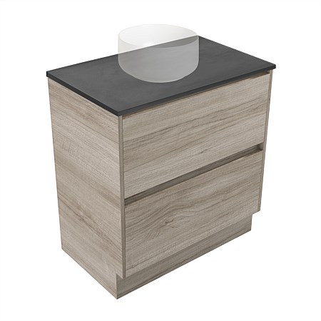 Elementi Sienna 750mm Graphite Concrete Top 2 Drawer Vanity Ashen Walnut Timberland