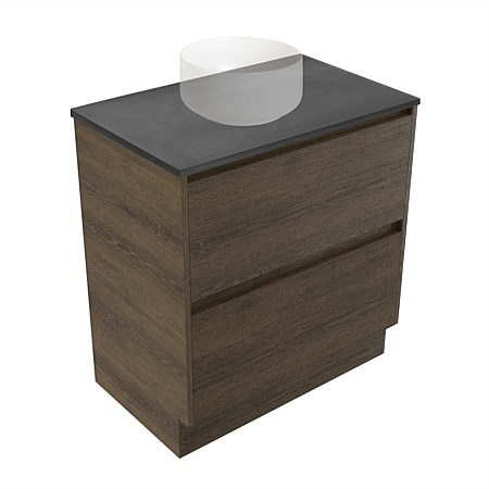 Elementi Sienna 750mm Graphite Concrete Top 2 Drawer Vanity Smokey Oak Timberland