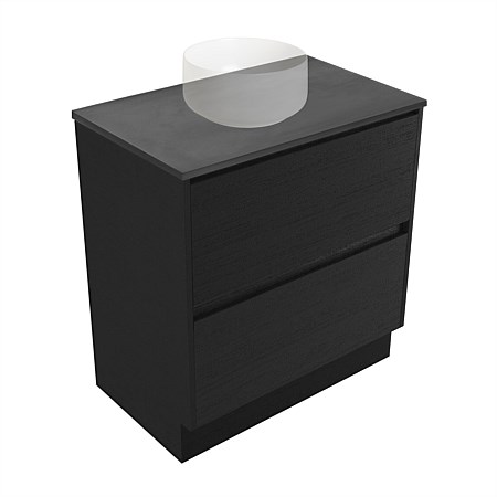 Elementi Sienna 750mm Graphite Concrete Top 2 Drawer Vanity Black Timberland