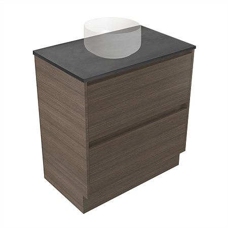 Elementi Sienna 750mm Graphite Concrete Top 2 Drawer Vanity Charred Oak