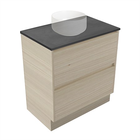 Elementi Sienna 750mm Graphite Concrete Top 2 Drawer Vanity Seasoned Oak