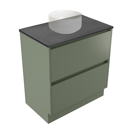 Elementi Sienna 750mm Graphite Concrete Top 2 Drawer Vanity Green Slate