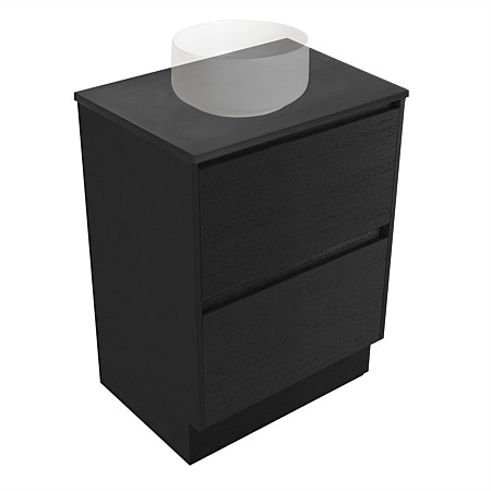 Elementi Sienna 600mm Graphite Concrete Top 2 Drawer Vanity Black Timberland