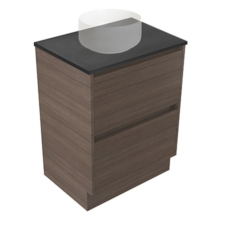 Elementi Sienna 600mm Graphite Concrete Top 2 Drawer Vanity Charred Oak