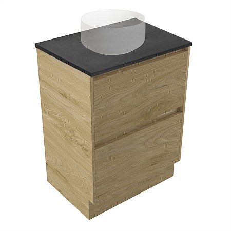 Elementi Sienna 600mm Graphite Concrete Top 2 Drawer Vanity French Oak Velvet