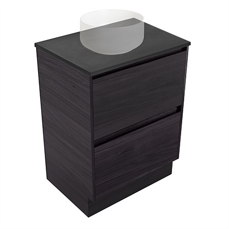 Elementi Sienna 600mm Graphite Concrete Top 2 Drawer Vanity Fiordland Elm Wilderness