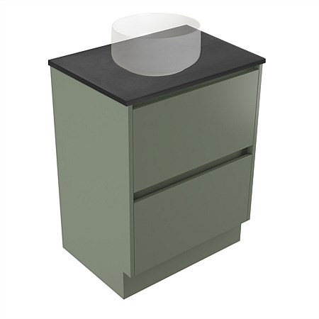 Elementi Sienna 600mm Graphite Concrete Top 2 Drawer Vanity Green Slate