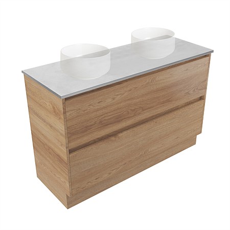 Elementi Sienna 1200mm Grey Concrete Top Double 2 Drawer Vanity Southern Oak Timberland