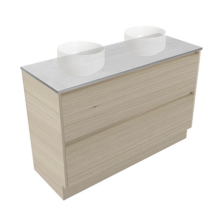 Elementi Sienna 1200mm Grey Concrete Top Double 2 Drawer Vanity Seasoned Oak