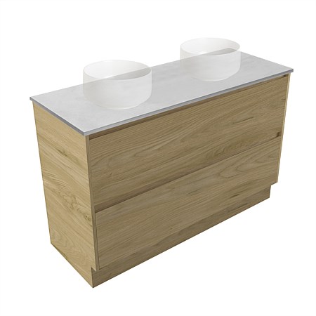 Elementi Sienna 1200mm Grey Concrete Top Double 2 Drawer Vanity French Oak Velvet