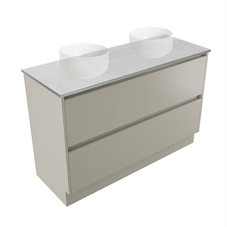 Elementi Sienna 1200mm Grey Concrete Top Double 2 Drawer Vanity Dawn Grey
