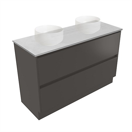 Elementi Sienna 1200mm Grey Concrete Top Double 2 Drawer Vanity Bullet