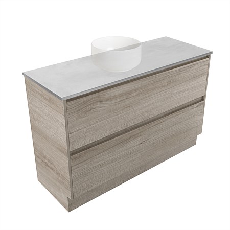 Elementi Sienna 1200mm Grey Concrete Top 2 Drawer Vanity Ashen Walnut Timberland
