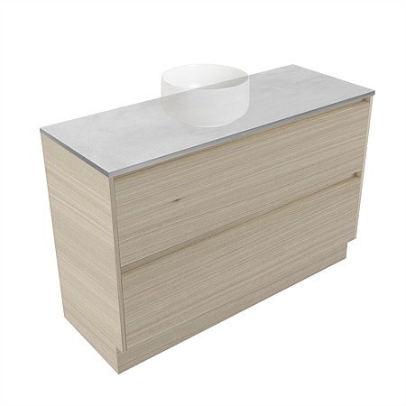 Elementi Sienna 1200mm Grey Concrete Top 2 Drawer Vanity Seasoned Oak