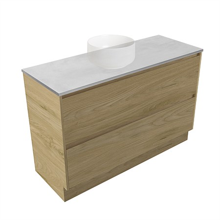 Elementi Sienna 1200mm Grey Concrete Top 2 Drawer Vanity French Oak Velvet