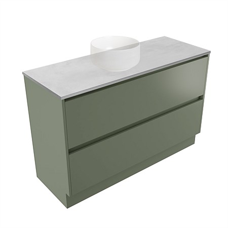 Elementi Sienna 1200mm Grey Concrete Top 2 Drawer Vanity Green Slate