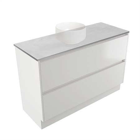 Elementi Sienna 1200mm Grey Concrete Top 2 Drawer Vanity White Gloss